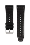 Pasek silikonowo nylonowy do zegarka - czarny - 22mm