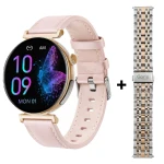 Kardiowatch EKG-GS10 - złoty - różowy pasek skórzany + bransoleta