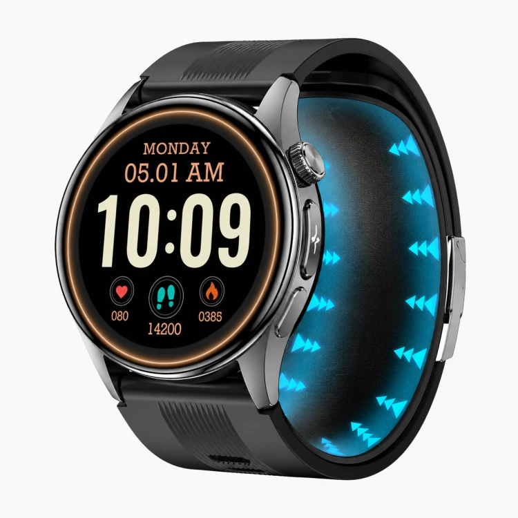Kardiowatch EKG GARIS GS900-R PRO - czarny pasek silikonowy - 2.png