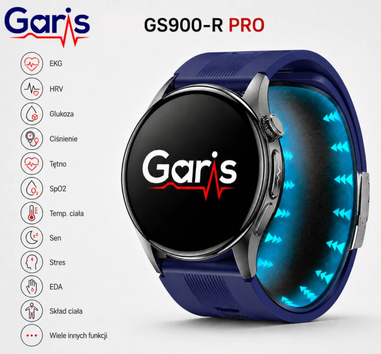 Kardiowatch EKG GARIS GS900-S PRO - granatowy pasek silikonowy - 2.png