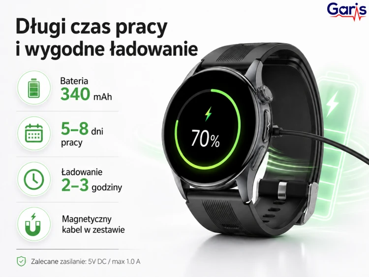 Kardiowatch EKG GARIS GS900-R PRO - Bateria i ładowanie.png
